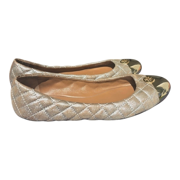 Tory Burch Women's Kaitlin Quilted Metallic Ballet Flats Size  9.5M Gold - Picture 3 of 15